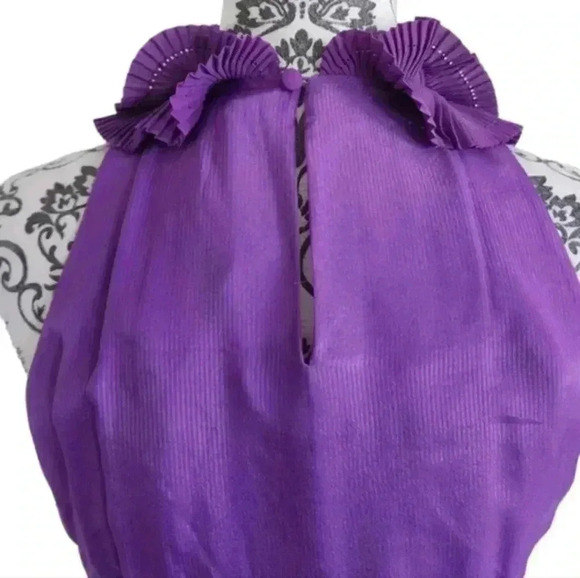 Bcbgmaxazria Dress Black Orchid Silk Ruffles Whimsigoth New With Tags Women's 6 - Picture 10 of 16